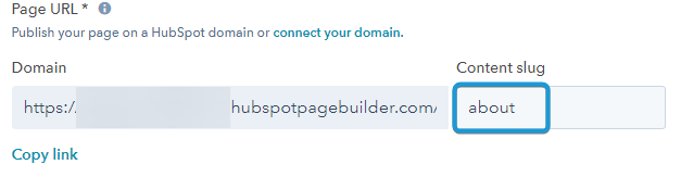 HubSpot Content slug